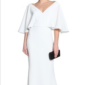 NWT Badgley Mischka Ruffled Textured-crepe Gown